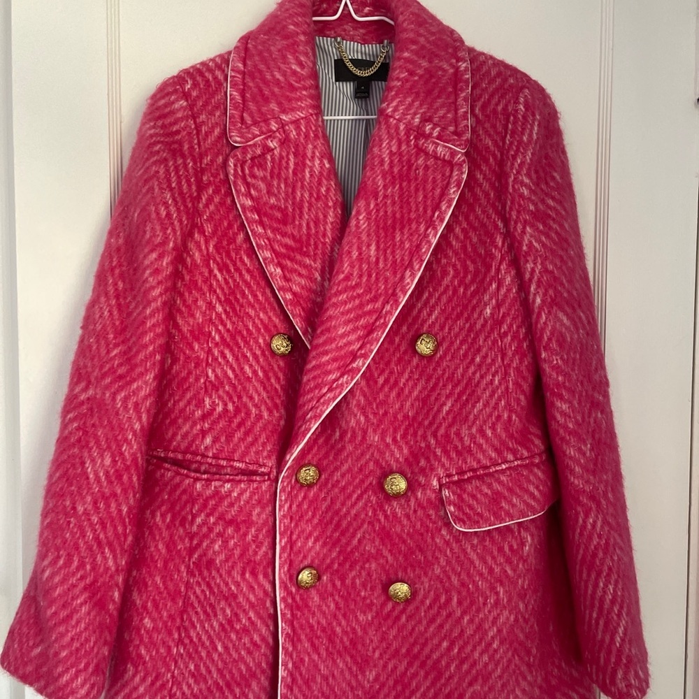 J.Crew Pink Coco Size 4 wool tweed boucle coat jacket RARE